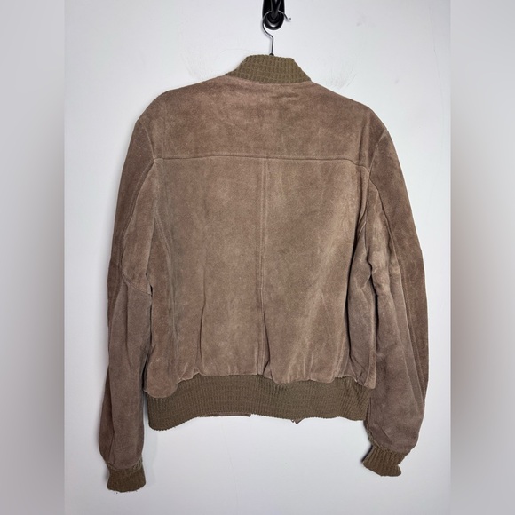 VTG Genuine Real Leather 42 Bomber Jacket Coat Brown Tan Full Zip Zipper Lined - Picture 2 of 9